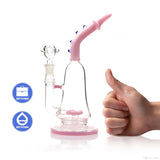 10" Pink Bent Neck Volcanic filter layer Glass Water Pipe - SmokingCats  - Discreet Ship from Texas !