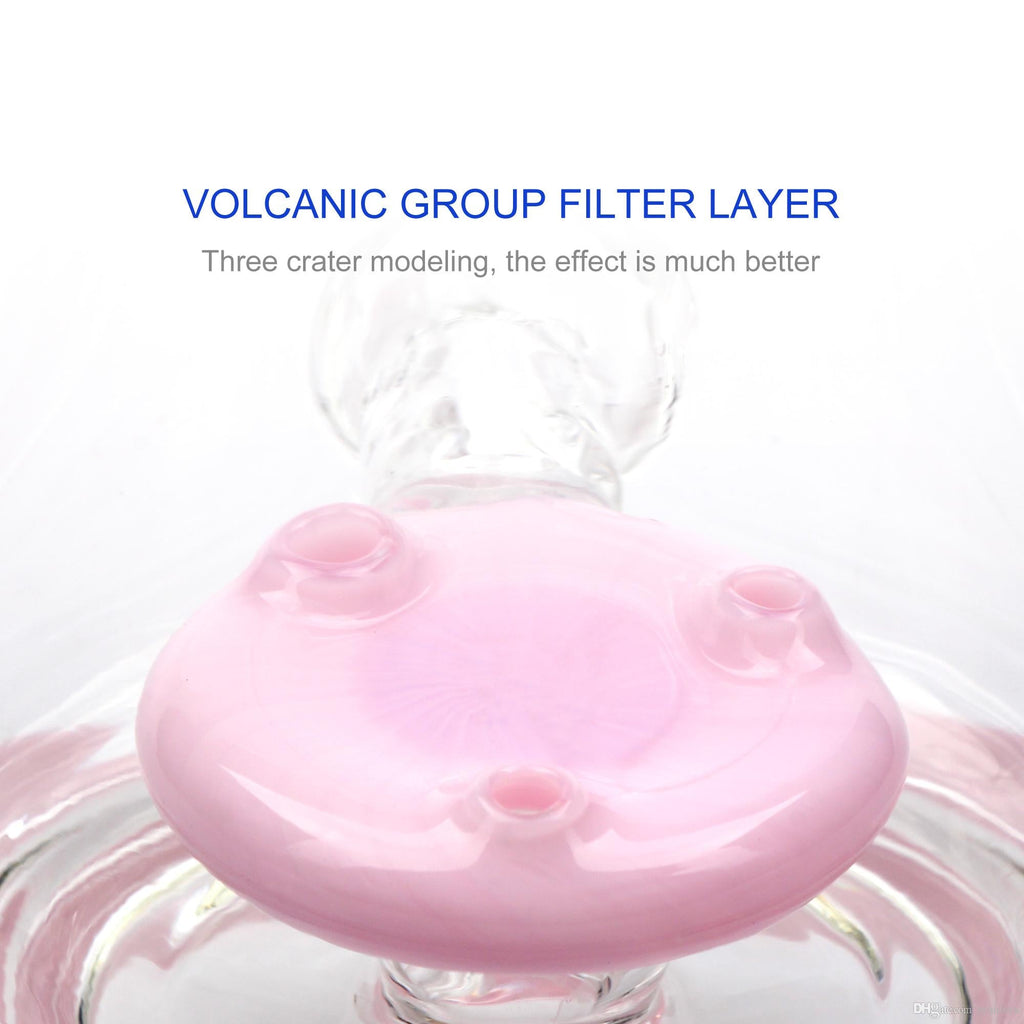 10" Pink Bent Neck Volcanic filter layer Glass Water Pipe - SmokingCats  - Discreet Ship from Texas !