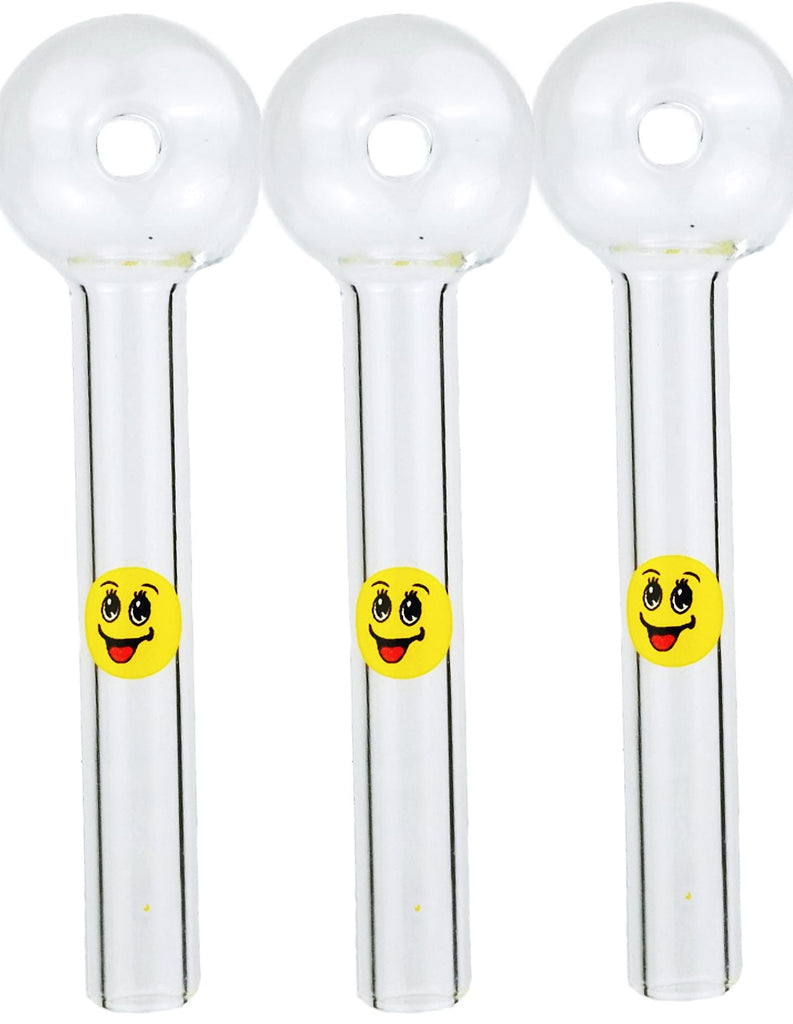 4' Happy Smile Face Sticker Glass Oil Burner pipe