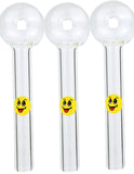 4' Happy Smile Face Sticker Glass Oil Burner pipe