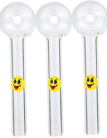 4' Happy Smile Face Sticker Glass Oil Burner pipe