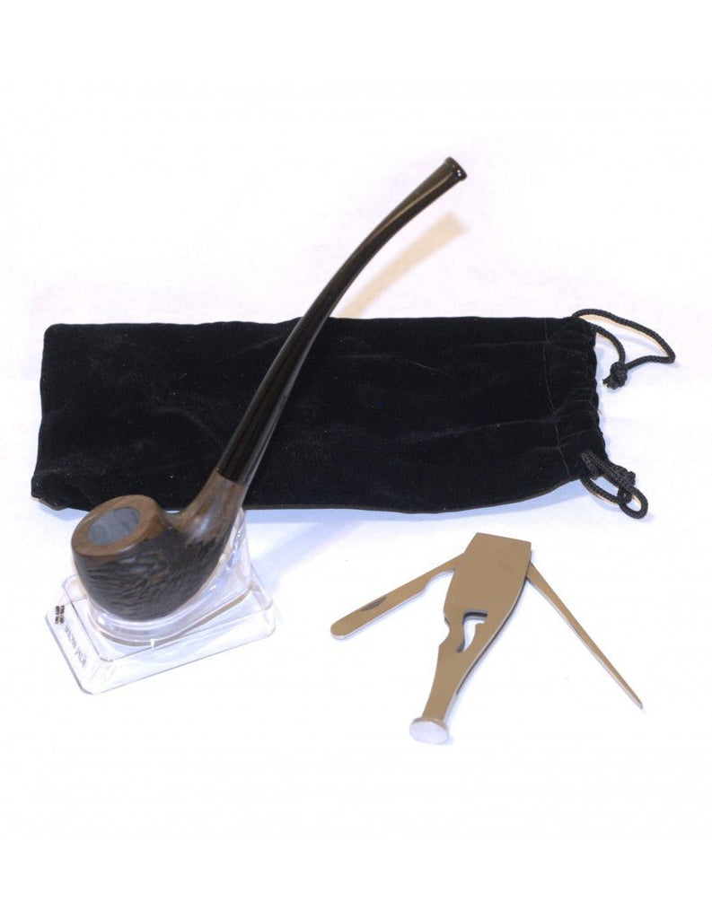 ShowJade Bent Tobacco Pipe Handmade with Sandalwood with Patterns - SmokingCats - Discreet Ship from Texas !