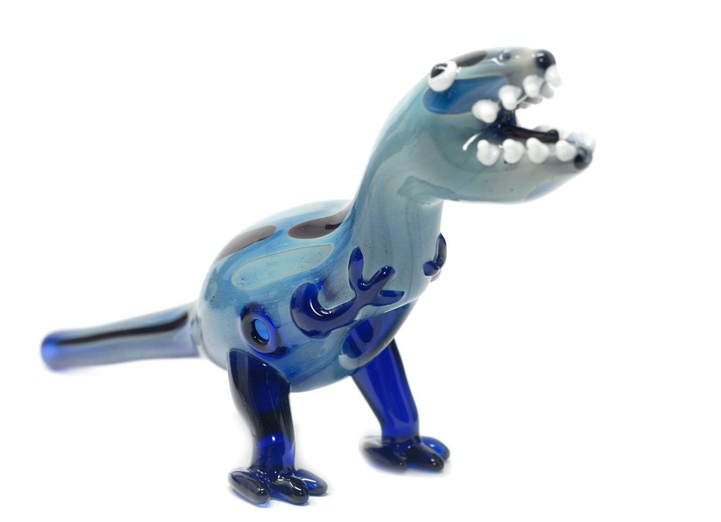 8" Blue Dinosaurs Glass Hand Pipe - SmokingCats - Discreet Ship from Texas !