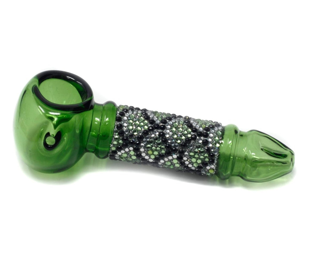 Beautiful Rhinestone Color 4" Glass Hand Pipe, - SmokingCats - Discreet Ship from Texas !