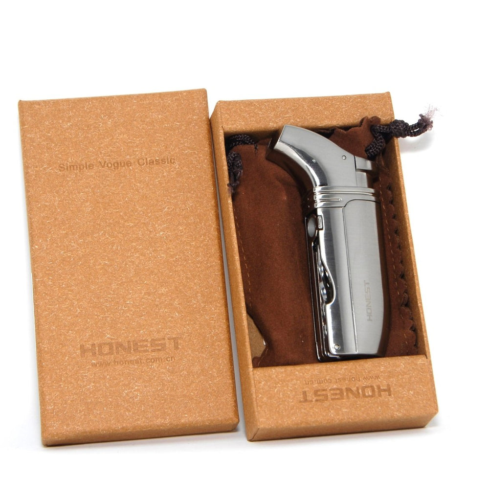Honest Double Torch Jet Refillable Butane Gas Lighter with Cigar hole puncher and picker - SmokingCats - Discreet Ship from Texas !