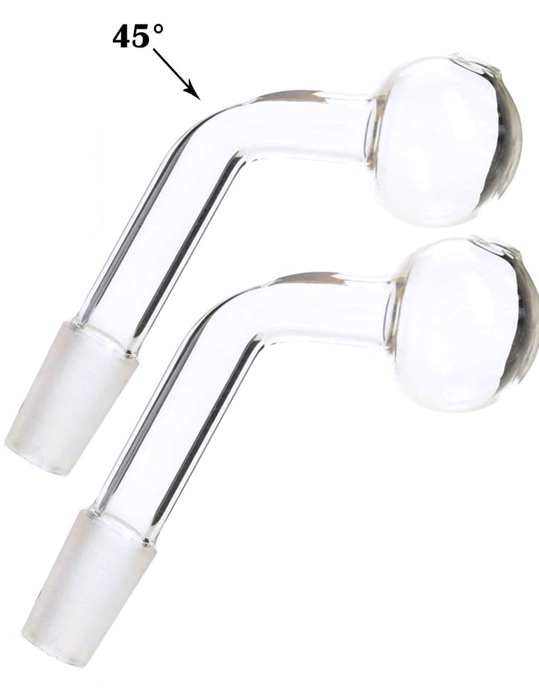 45°Glass Oil Burner Pipe adapter for Water Pipe Set of 2