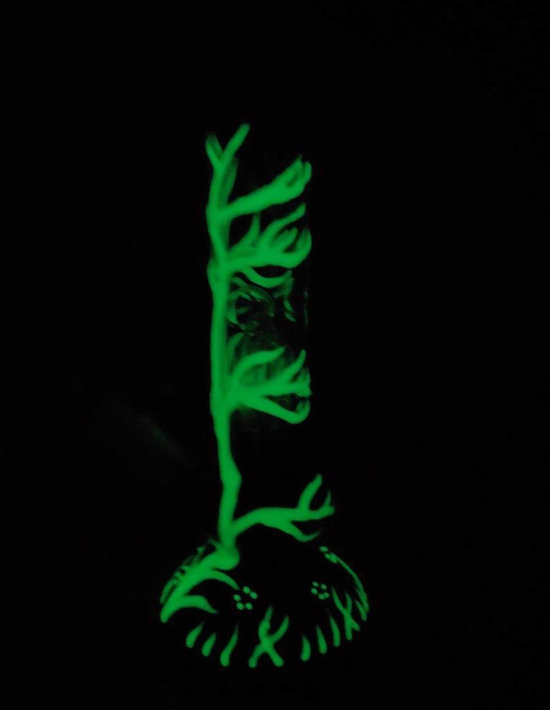 10" Tree of Life Glowing in Dark Water Pipe with Ice Pinch - SmokingCats - Discreet Ship from Texas !