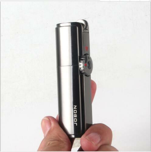 JOBON Windproof Refillable Butane Gas Lighter With Cigar hole Puncher - SmokingCats - Discreet Ship from Texas !