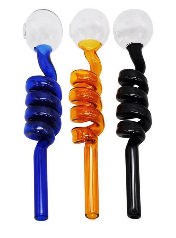 5" Spiral Color Curved Glass Oil burner Pipe Pinks - SmokingCats - Discreet Ship from Texas !