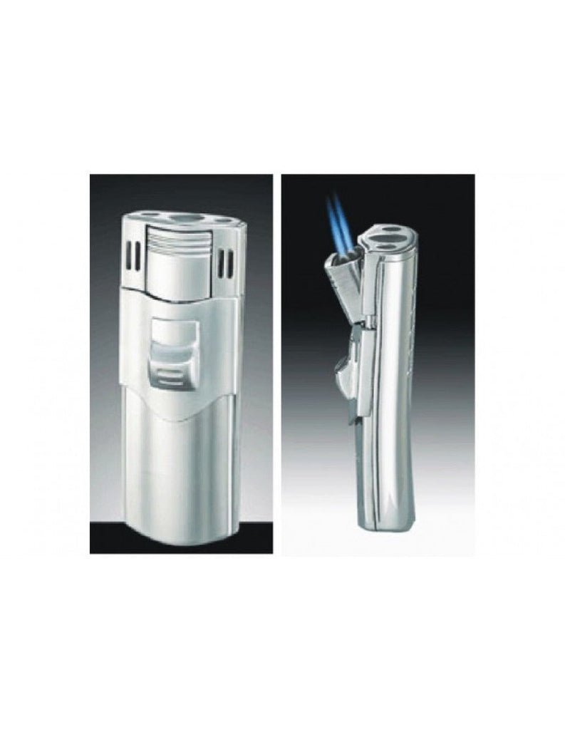 TIger Double Torch Flame Side Pull Refillable Cigar Lighter - SmokingCats - Discreet Ship from Texas !