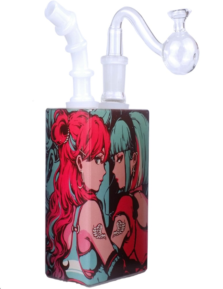 7.5" Anime Glass Juicy Box Bubbler Oil Burner Water Pipe