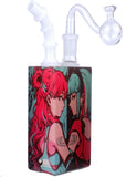 7.5" Anime Glass Juicy Box Bubbler Oil Burner Water Pipe