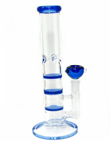 11" Glass Water PIpe with Honeycome Filter and Ice Pinch - SmokingCats - Discreet Ship from Texas !