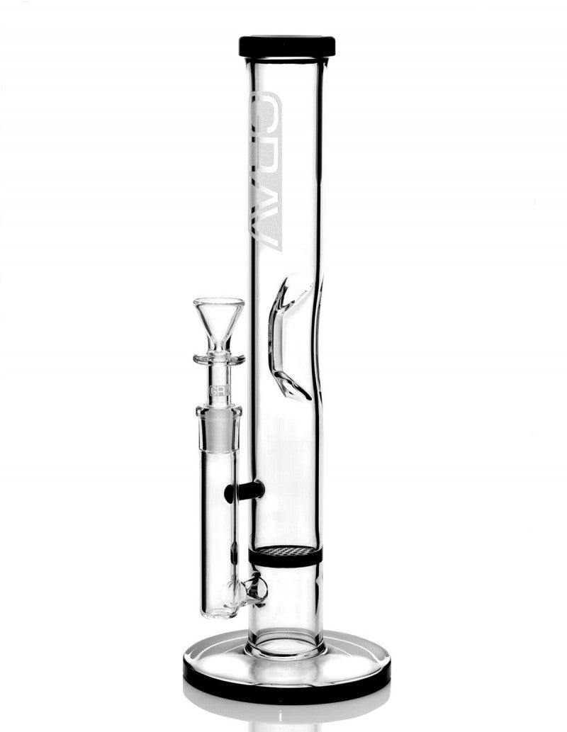 GRAV® Medium Straight Base w/ Disc Water Pipe - Black Accent - SmokingCats - Discreet Ship from Texas !