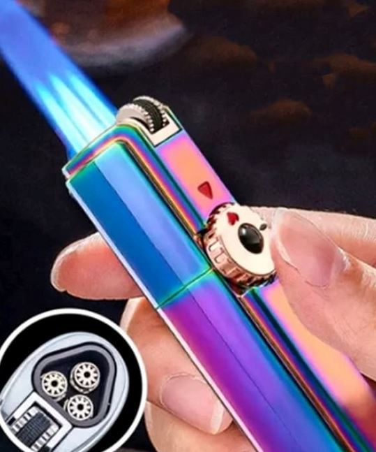 JOBON Windproof Refillable Butane Gas Lighter With Cigar hole Puncher - SmokingCats - Discreet Ship from Texas !