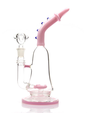 10" Pink Bent Neck Volcanic filter layer Glass Water Pipe - SmokingCats  - Discreet Ship from Texas !