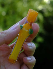 4" Dots Yellow chillum Pipe - SmokingCats - Discreet Ship from Texas !
