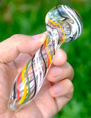 5" Pink Spiral Glass Hand Pipe - SmokingCats - Discreet Ship from Texas !
