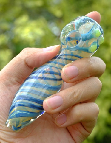 5" Spiral Dot Glass Hand Pipe - SmokingCats - Discreet Ship from Texas !