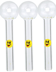 4' Happy Smile Face Sticker Glass Oil Burner pipe