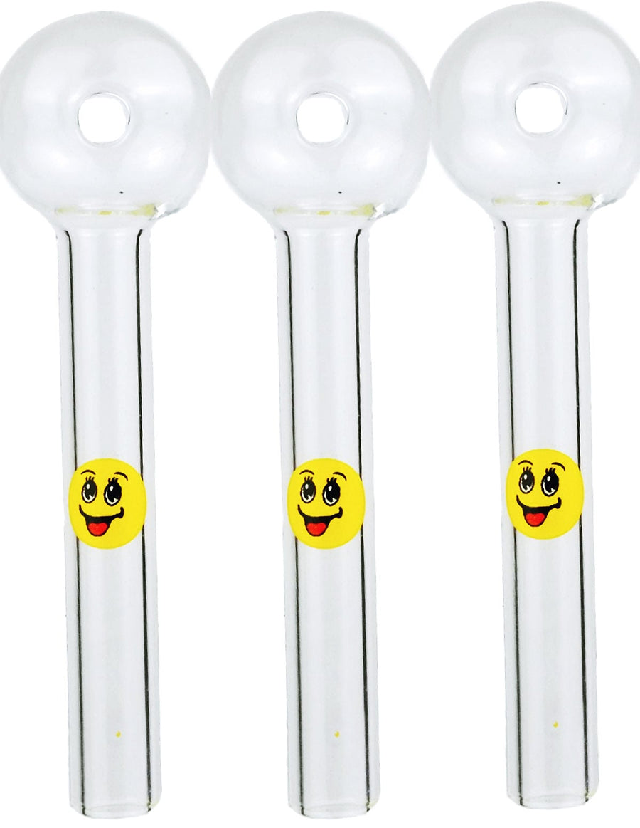 4' Happy Smile Face Sticker Glass Oil Burner pipe