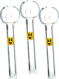 4' Happy Smile Face Sticker Glass Oil Burner pipe Set of 3