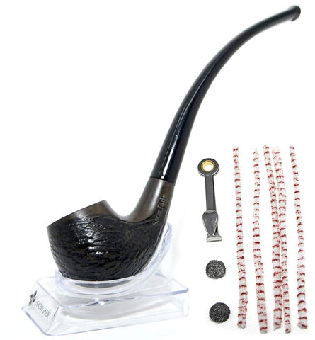 ShowJade Bent Tobacco Pipe Handmade with Sandalwood with Patterns - SmokingCats - Discreet Ship from Texas !