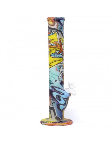 11" Graffiti Glow in Dark Unbreakable Silicone Water Pipe - SmokingCats - Discreet Ship from Texas !