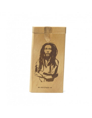 BOB Marley Etched Dugot Storage Wood Box with Bat - SmokingCats - Discreet Ship from Texas !