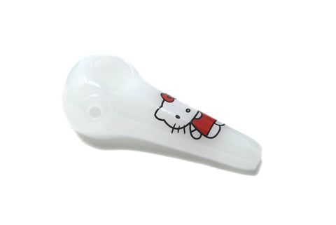 4" Milky white Hello Kitty Spoon Glass Hand Pipe - SmokingCats - Discreet Ship from Texas !