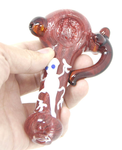 5.5" Glass hand Pipe with Side Handle Top Insect - SmokingCats - Discreet Ship from Texas !