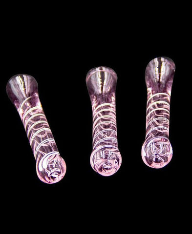 3" Pink Spiral Glass Chillum Pipe - SmokingCats - Discreet Ship from Texas !