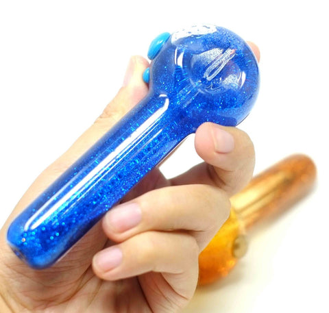 5" Glass Hand Pipe Glowing Dot Liquid - SmokingCats - Discreet Ship from Texas !