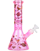 10" Pink Love Beaker Glass Bong Pipe