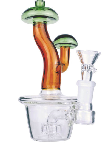 🍄 Amber Mushroom Recycler Bong – Smooth Hits, Fun Vibes 7"
