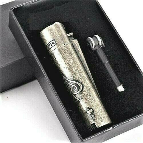 Clipper Ace Metal Cigarette Lighter Soft Flame Refillable Butane Gas In Bronze - SmokingCats - Discreet Ship from Texas !