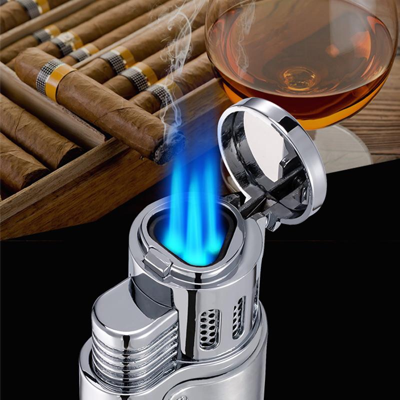 Jobon Triple Jet Flame Butane Cigar Gas Lighter Cigar Puncher - SmokingCats - Discreet Ship from Texas !