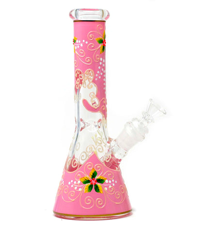 10" Glowing in dark flower water bong pipe