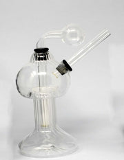 6" Clear Round Beaker Glass Oil Rig w/ Attached Oil Burner - SmokingCats - Discreet Ship from Texas !