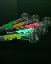 4" Glow in the dark Glass Oil Burner Pipe Bulk Discounts - SmokingCats - Discreet Ship from Texas !