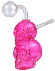 4.5" Double Skull Color Glass Oil Burner Water Pipe kit
