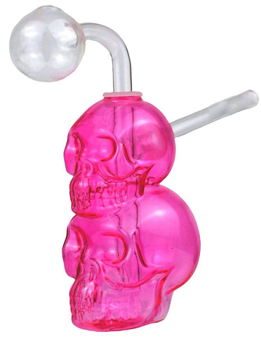 5" Double Skull Color Glass Oil Burner Water Pipe kit