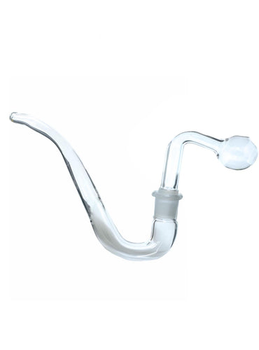S Bend glass oil burner pipe with 14mm or 18mm female joint and matching attachment