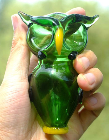 4" Glass Owl Spoon Hand Pipe - SmokingCats - Discreet Ship from Texas !