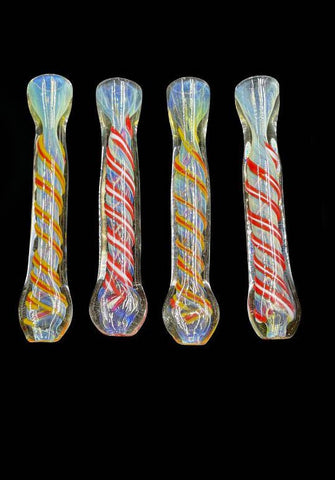 3.5" Mixed Swirl Lining Design Glass Chillum PIpe - SmokingCats - Discreet Ship from Texas !