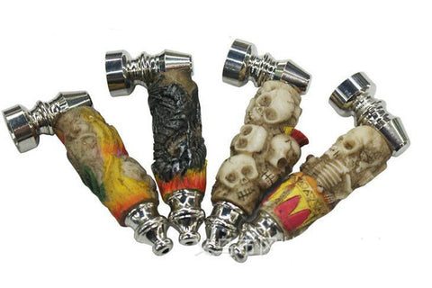 Metal resin straight type abstract art tobacco pipes - SmokingCats - Discreet Ship from Texas !