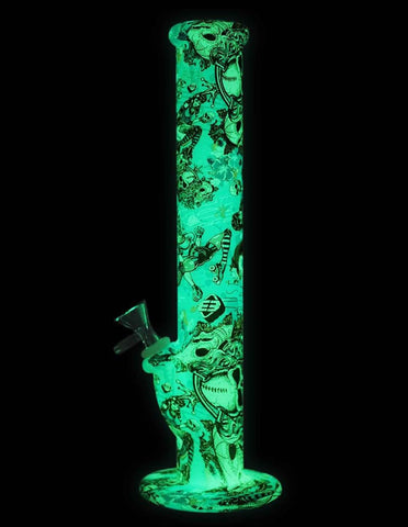 11" Retro Glow in Dark Unbreakable Silicone Water Pipe - SmokingCats - Discreet Ship from Texas !