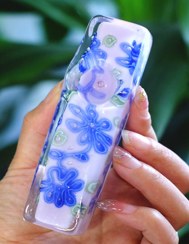 4.5" Milky Pink Square Glass Hand Spoon Pipe - SmokingCats - Discreet Ship from Texas !