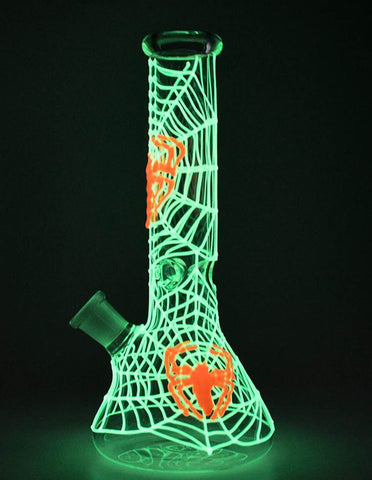 10" Spider Glow In The Dark Glass Water Pipe Bong - SmokingCats  - Discreet Ship from Texas !