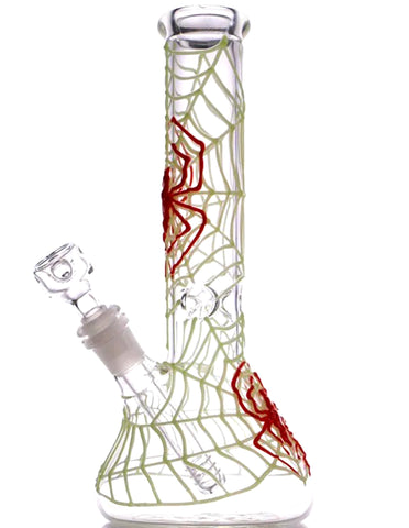 10" Spider Glow In The Dark Glass Water Pipe Bong - SmokingCats  - Discreet Ship from Texas !